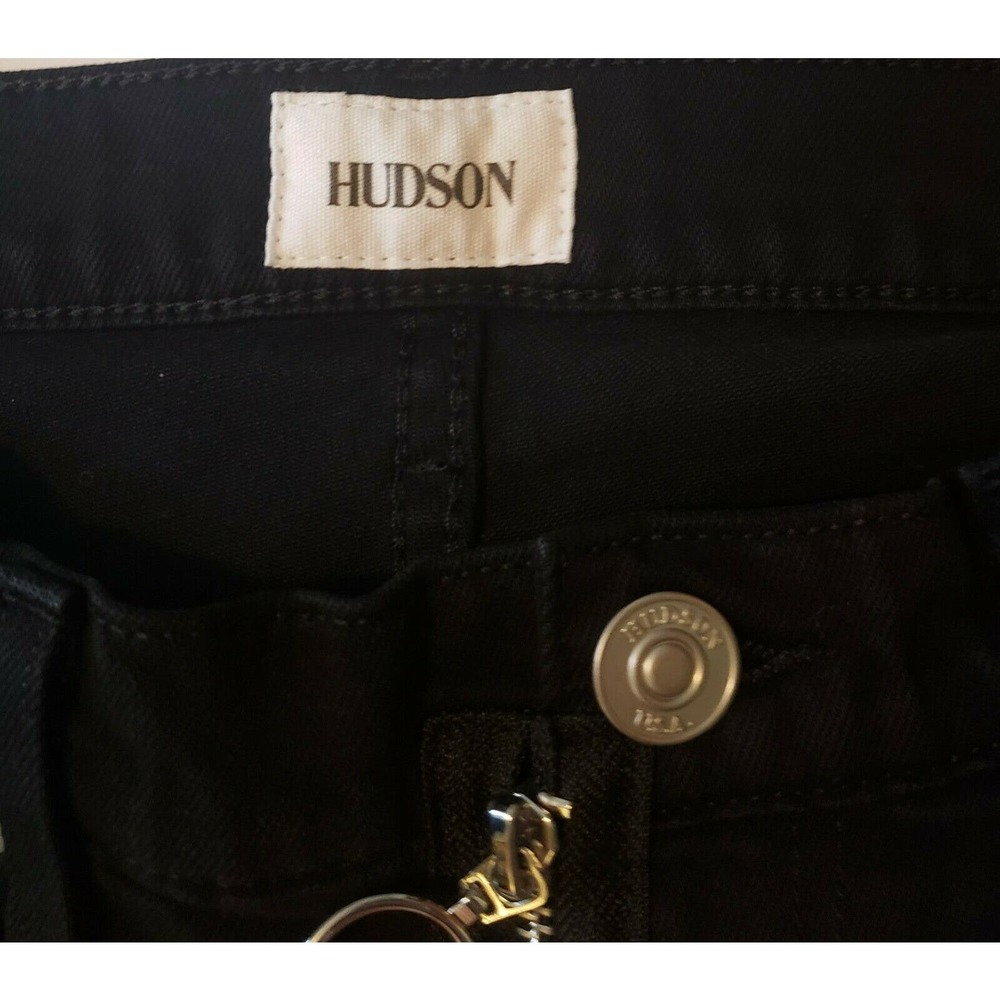Hudson Riley Crop Relaxed Straight Jeans Sz 24 Exposed Zipper Black NEW - Picture 4 of 7